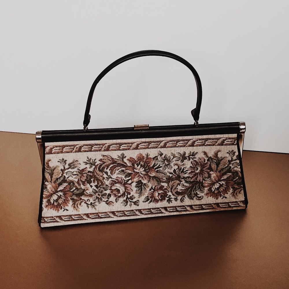 Vintage Hand Bag Cross Stitch Embroidered